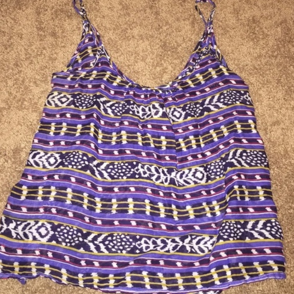 MIMI CHICA PURPLE AZTEC PRINT LINEN TANK